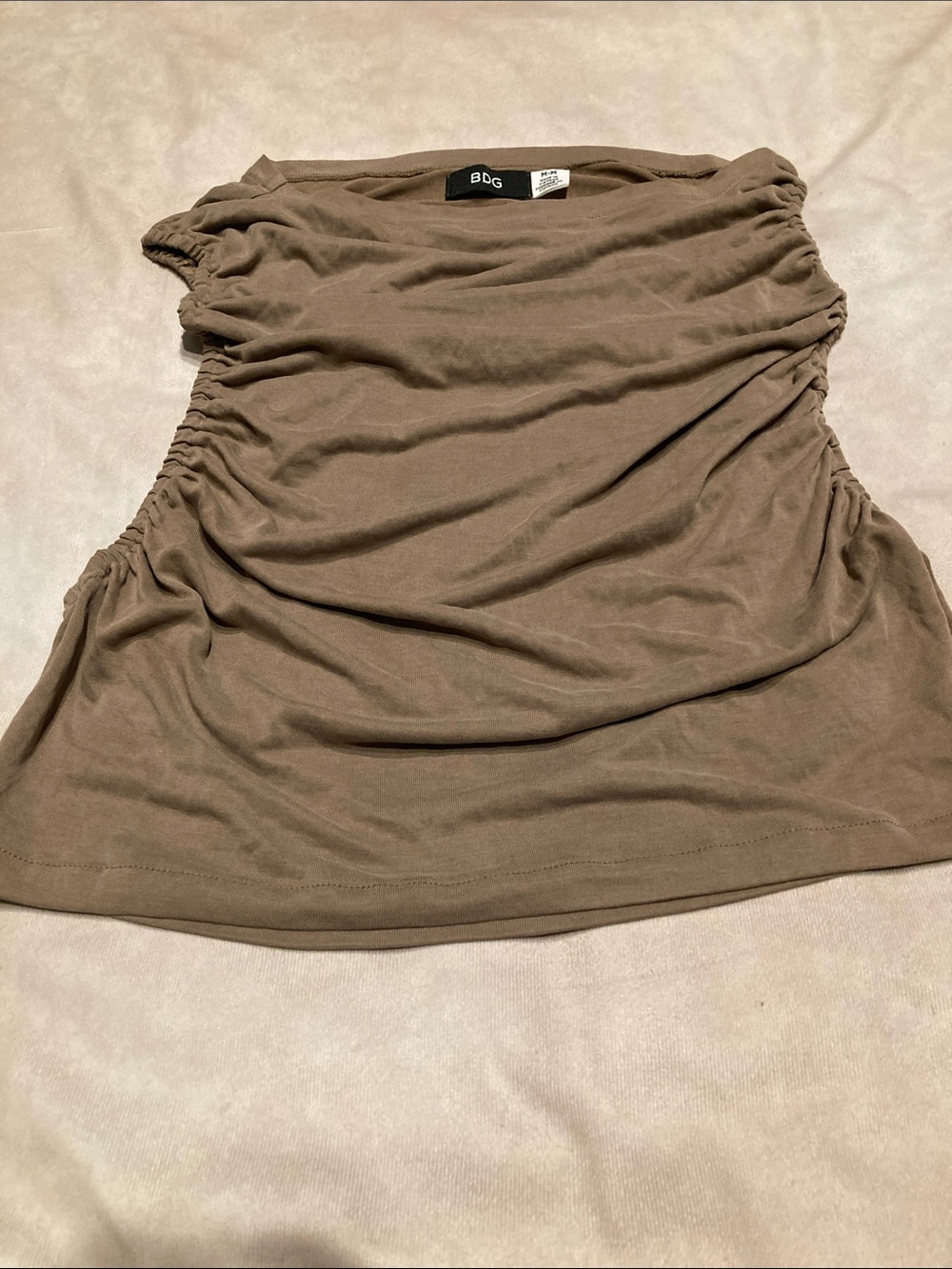 BDG Brown Ruched Side-Slit Tank Top